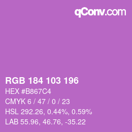 カラーコード: RGB 184 103 196 | qconv.com