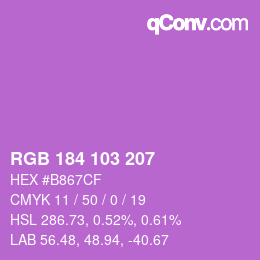 Color code: RGB 184 103 207 | qconv.com