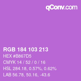 Color code: RGB 184 103 213 | qconv.com
