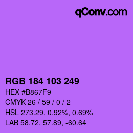 Color code: RGB 184 103 249 | qconv.com