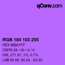 Color code: RGB 184 103 255 | qconv.com