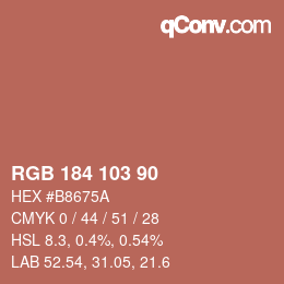 Color code: RGB 184 103 90 | qconv.com