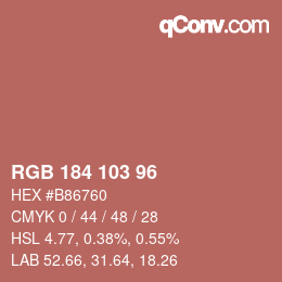 Color code: RGB 184 103 96 | qconv.com