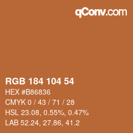 Color code: RGB 184 104 54 | qconv.com