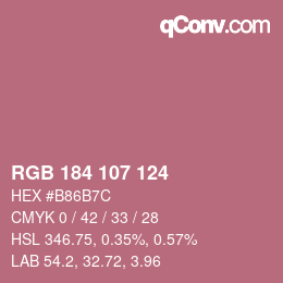 Color code: RGB 184 107 124 | qconv.com