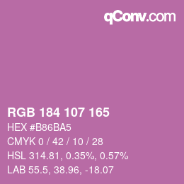 Color code: RGB 184 107 165 | qconv.com