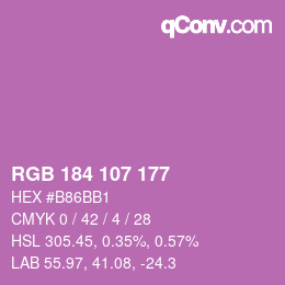 颜色代码: RGB 184 107 177 | qconv.com