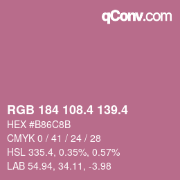 カラーコード: RGB 184 108.4 139.4 | qconv.com