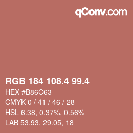 カラーコード: RGB 184 108.4 99.4 | qconv.com