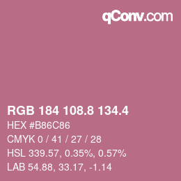 カラーコード: RGB 184 108.8 134.4 | qconv.com