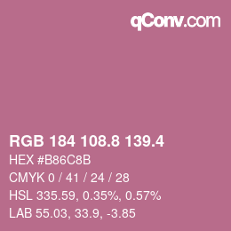 カラーコード: RGB 184 108.8 139.4 | qconv.com
