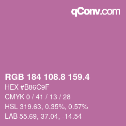 カラーコード: RGB 184 108.8 159.4 | qconv.com