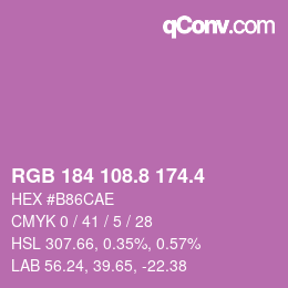 カラーコード: RGB 184 108.8 174.4 | qconv.com