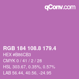 カラーコード: RGB 184 108.8 179.4 | qconv.com