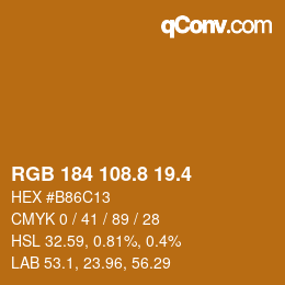 カラーコード: RGB 184 108.8 19.4 | qconv.com