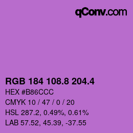 カラーコード: RGB 184 108.8 204.4 | qconv.com