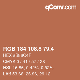 カラーコード: RGB 184 108.8 79.4 | qconv.com