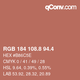 カラーコード: RGB 184 108.8 94.4 | qconv.com
