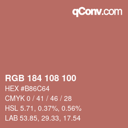 Color code: RGB 184 108 100 | qconv.com