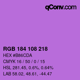 Color code: RGB 184 108 218 | qconv.com