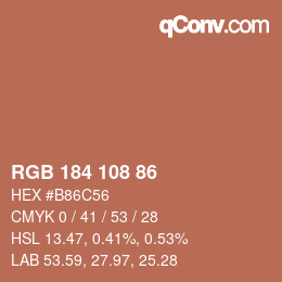 Color code: RGB 184 108 86 | qconv.com