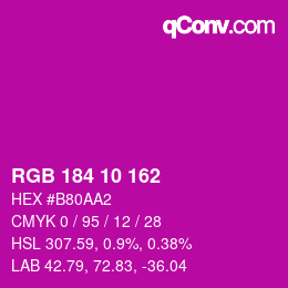 Color code: RGB 184 10 162 | qconv.com