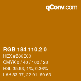 カラーコード: RGB 184 110.2 0 | qconv.com