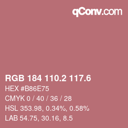 カラーコード: RGB 184 110.2 117.6 | qconv.com