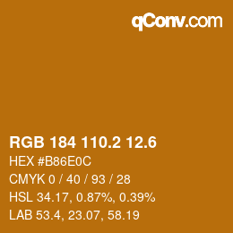 カラーコード: RGB 184 110.2 12.6 | qconv.com