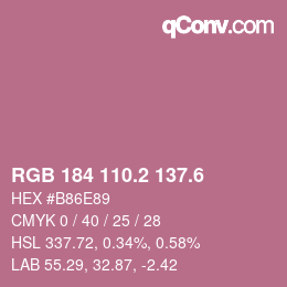 カラーコード: RGB 184 110.2 137.6 | qconv.com