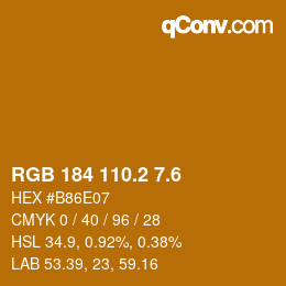 カラーコード: RGB 184 110.2 7.6 | qconv.com