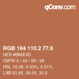 カラーコード: RGB 184 110.2 77.6 | qconv.com