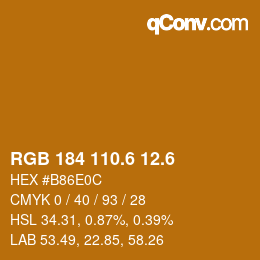 カラーコード: RGB 184 110.6 12.6 | qconv.com