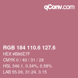 カラーコード: RGB 184 110.6 127.6 | qconv.com