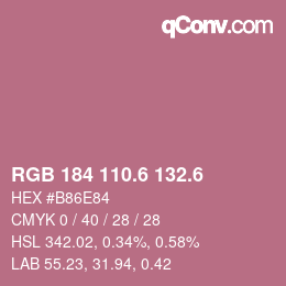 カラーコード: RGB 184 110.6 132.6 | qconv.com