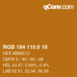 カラーコード: RGB 184 110.6 18 | qconv.com