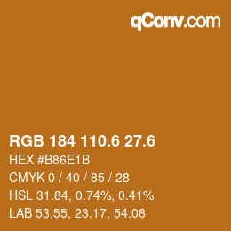 カラーコード: RGB 184 110.6 27.6 | qconv.com