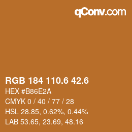 カラーコード: RGB 184 110.6 42.6 | qconv.com