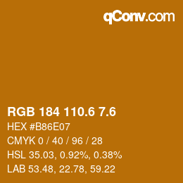 カラーコード: RGB 184 110.6 7.6 | qconv.com