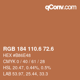 カラーコード: RGB 184 110.6 72.6 | qconv.com