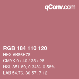 カラーコード: RGB 184 110 120 | qconv.com