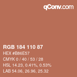 颜色代码: RGB 184 110 87 | qconv.com