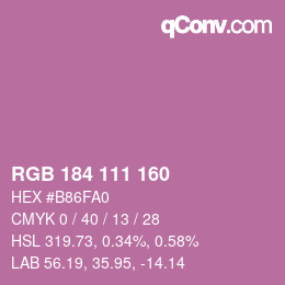 Farbcode: RGB 184 111 160 | qconv.com