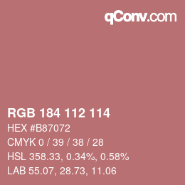 颜色代码: RGB 184 112 114 | qconv.com