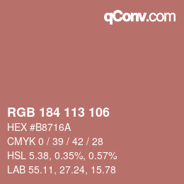 Color code: RGB 184 113 106 | qconv.com