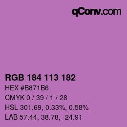 Color code: RGB 184 113 182 | qconv.com