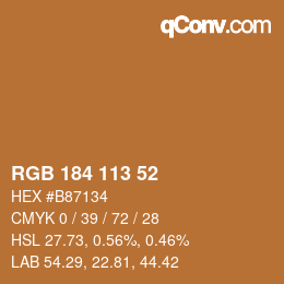 Color code: RGB 184 113 52 | qconv.com