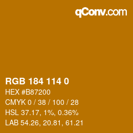 Color code: RGB 184 114 0 | qconv.com