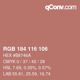 Color code: RGB 184 116 106 | qconv.com