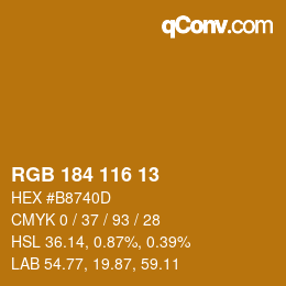 カラーコード: RGB 184 116 13 | qconv.com